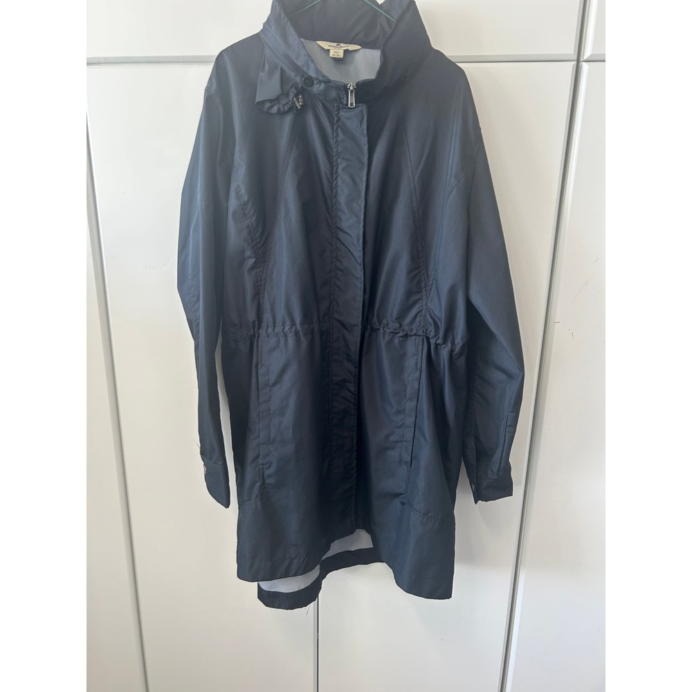Woolrich Womens Black Rain Jacket Full Zip Drawstring Waist‎ Utility Coat XXL